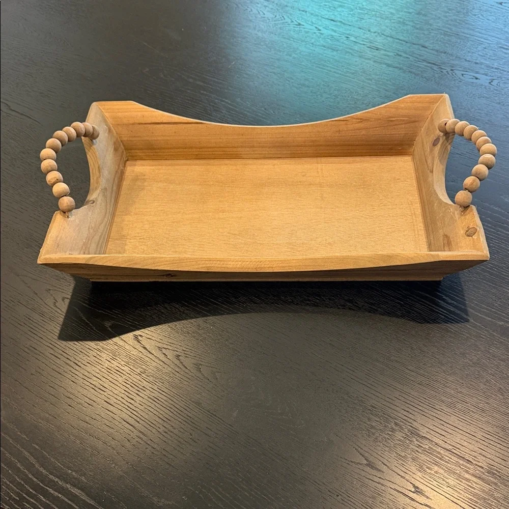 NWT Wooden Beaded Handle Tray